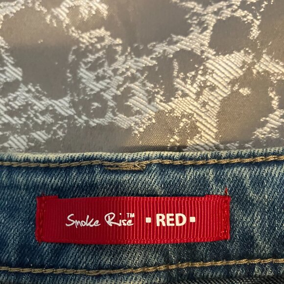 Smoke Rise Red Jeans Size 11/29 Blue Denim Acid Wash High Rise Flare Curvy Fit - Picture 13 of 14